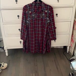 Oversized Zara plaid embellished dress